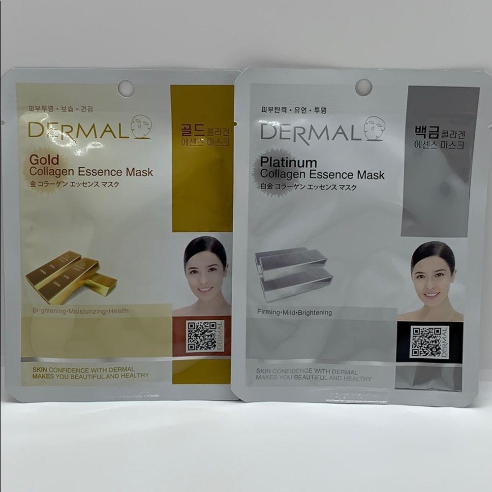 NWT DERMAL Collagen Silver & Gold Sheet Masks (2)
